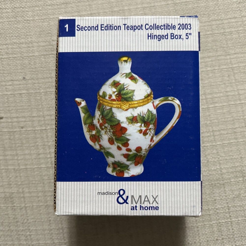 MADISON & MAX at Home Strawberry TEA POT 2nd Edition Hinged Trinket Box 2003